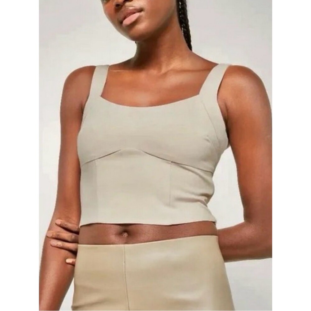 Abercrombie and Fitch Women's Tailored Corset Set Top in Light Taupe Size S